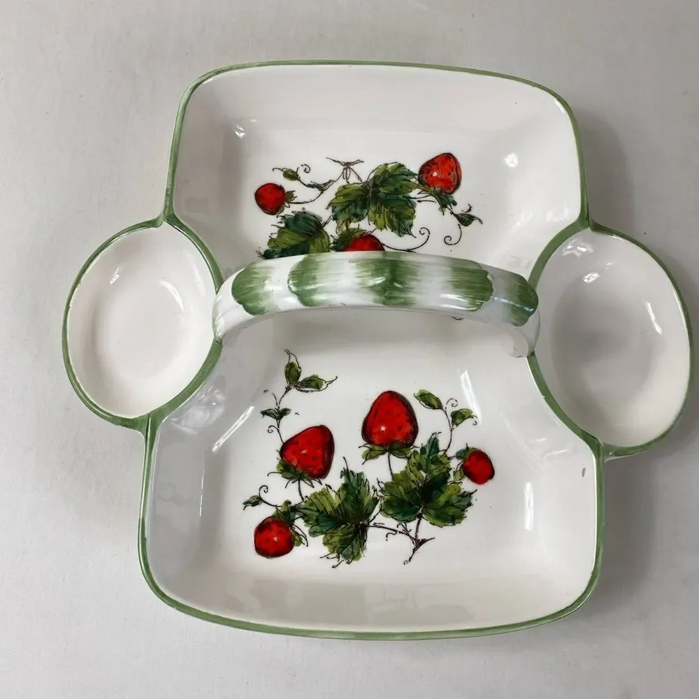Vtg Hand Painted Strawberry platter by Les Fraises by Shafford